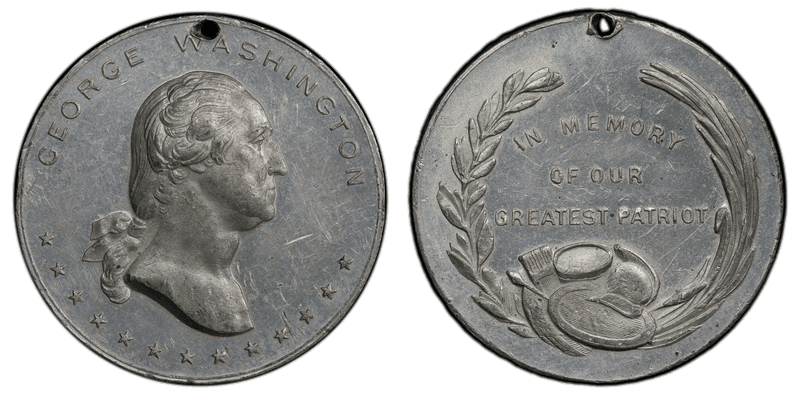 No Date Medal George Washington Holed White Metal In Memory of our Greatest Patriot