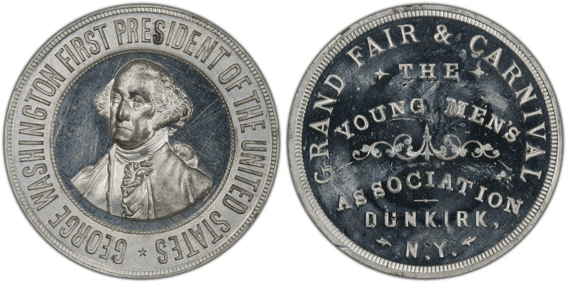 No Date Medal George Washington White Metal 38mm Young Men's Association