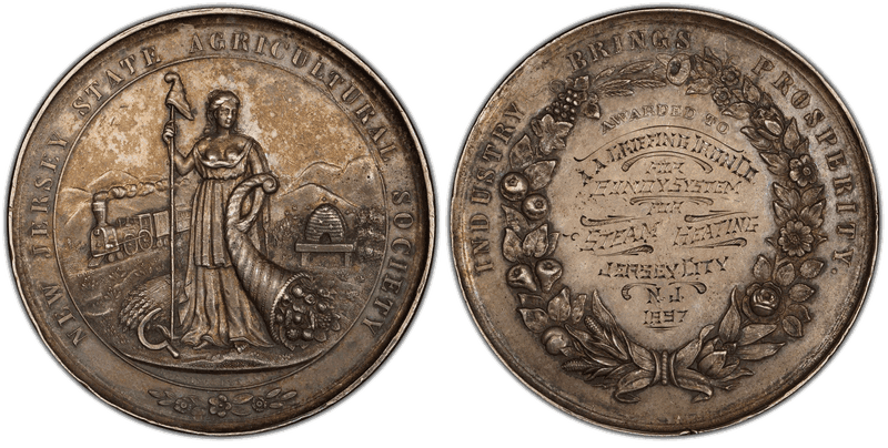 No Date Medal New Jersey Agricultural Society Silver 57mm