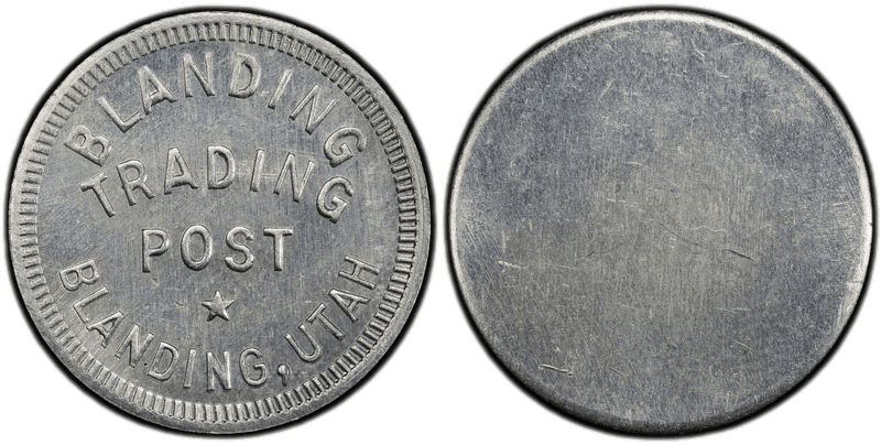 (c.1968) Aluminum Token TC-537877, Blanding Trading Post Anillo Restrike
