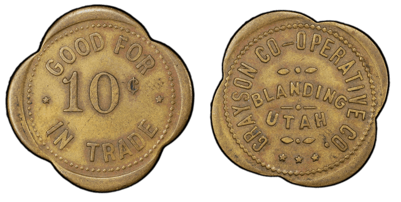 No Date TC-173750 Brass Grayson Co-Operative Co. UT Dime