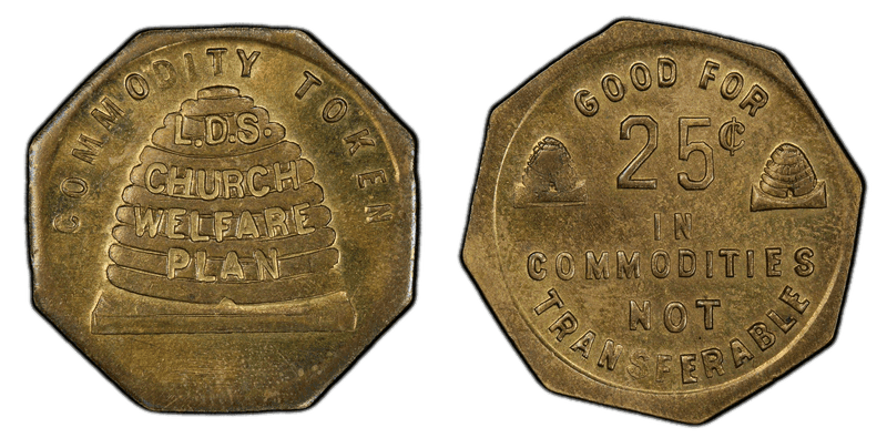 No Date Token TC-177179 Brass L.D.S. Church Welfare Plan UT Quarter