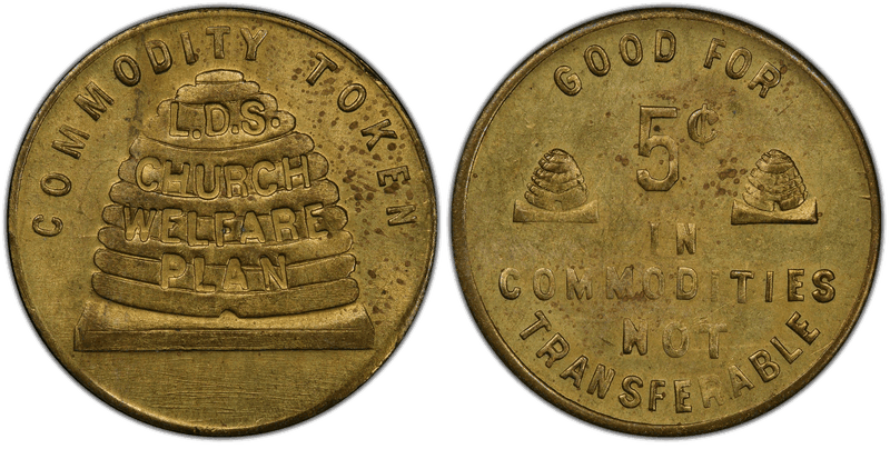 No Date TC-177177 Brass L.D.S. Church Welfare Plan UT Nickel