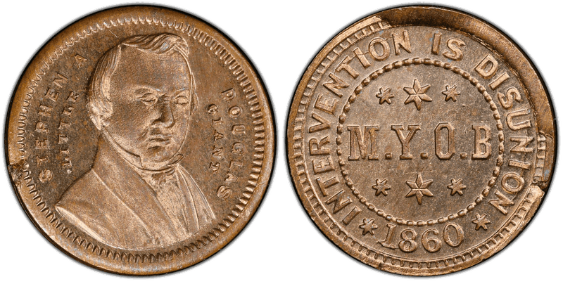 No Date Token DeWitt-SD-1860-23 Copper-Ni Stephen A. Douglas Campaign