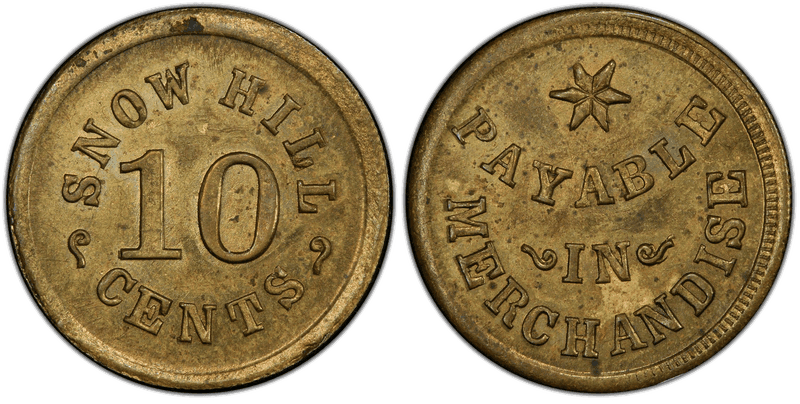 No Date Token F-100B-2b Brass RE Snow Hill WV