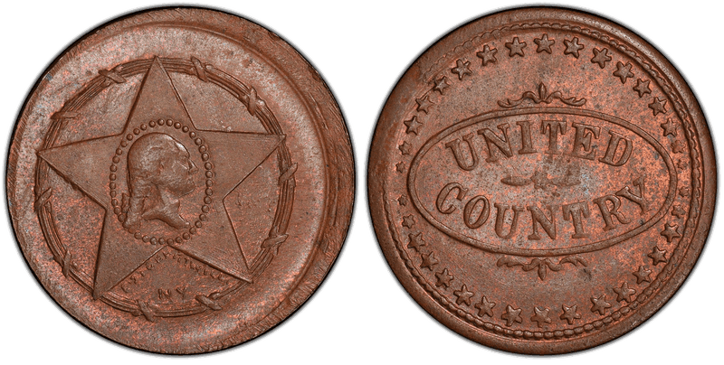 (No Date) Copper Civil War Patriotic Token F-105/436a, United Country