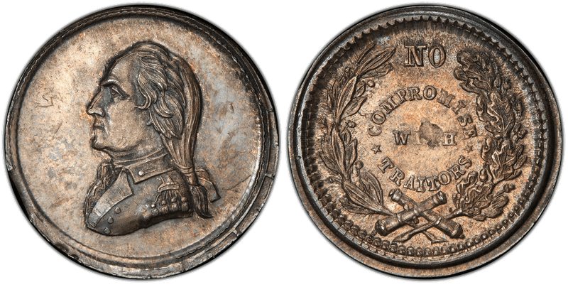 (No Date) Silver Civil War Patriotic Token F-114/432f, No Compromise With Traitors