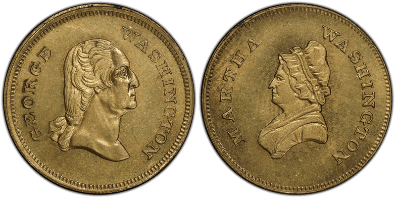 (No Date) Brass Civil War Patriotic Token F-115/115Ab, George-Martha Washington