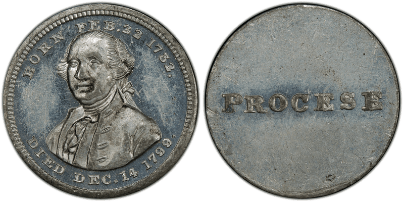 (No Date) White Metal Civil War Patriotic Token F-116/477e, Washington-Procese