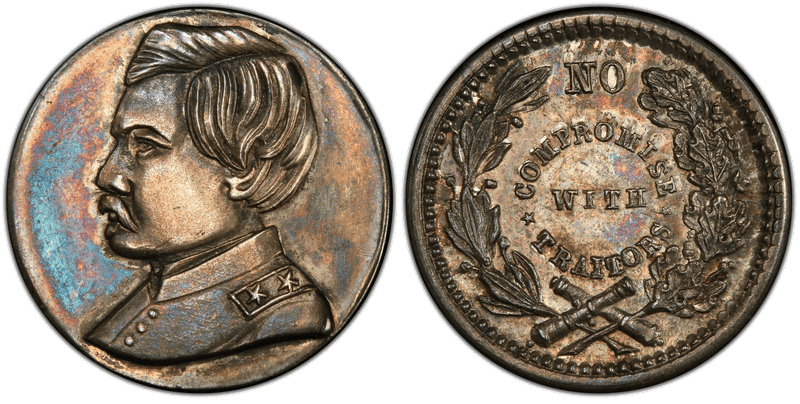 (No Date) Silver Civil War Patriotic Token F-139/432f, No Compromise With Traitors