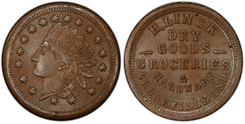 (No Date) Copper Civil War Store Card F-140A-4a, H. Linck IN