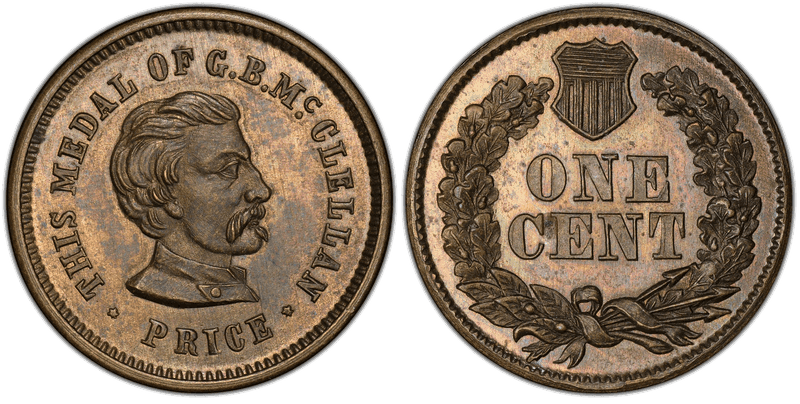 (No Date) Brass Civil War Patriotic Token F-143/261b, G.B. McClellan