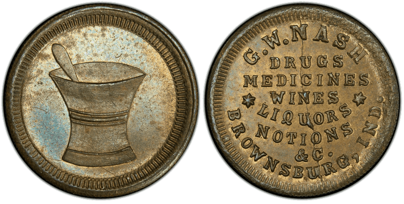 No Date Token F-145A-1b Brass RE G.W. Nash IN