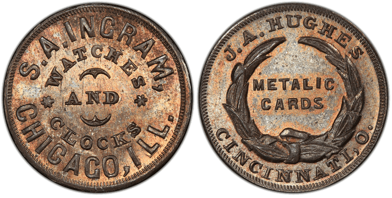 (No Date) Silver Civil War Store Card F-150AG-4f, S.A. Ingram IL