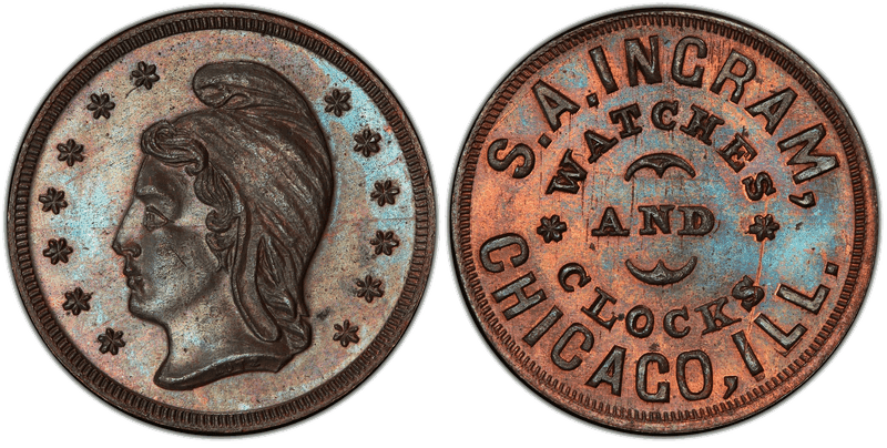 (No Date) Copper Civil War Store Card F-150AG-5a, S.A. Ingram IL