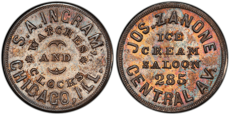 (No Date) Silver Civil War Store Card F-150AG-7f, S.A. Ingram IL