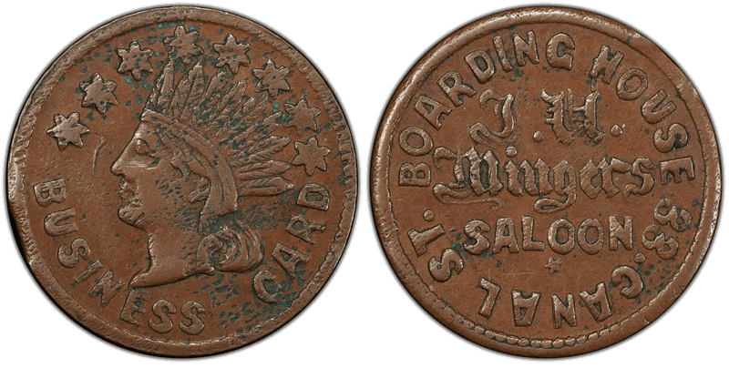 (No Date) Copper Civil War Store Card F-150AO-1a, J.U. Mungers IL