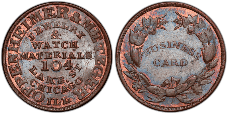 (No Date) Copper Civil War Store Card F-150AQ-1a, Oppenheimer & Metzger IL