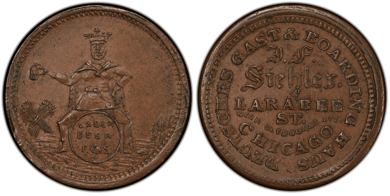 (No Date) Copper Civil War Store Card F-150BB-4a, J.F. Siehler IL