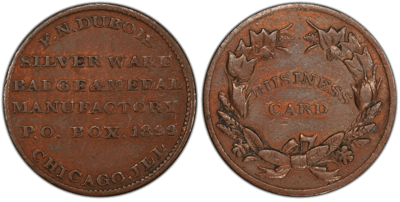 (No Date) Copper Civil War Store Card F-150P-2a, F.N. Dubois IL