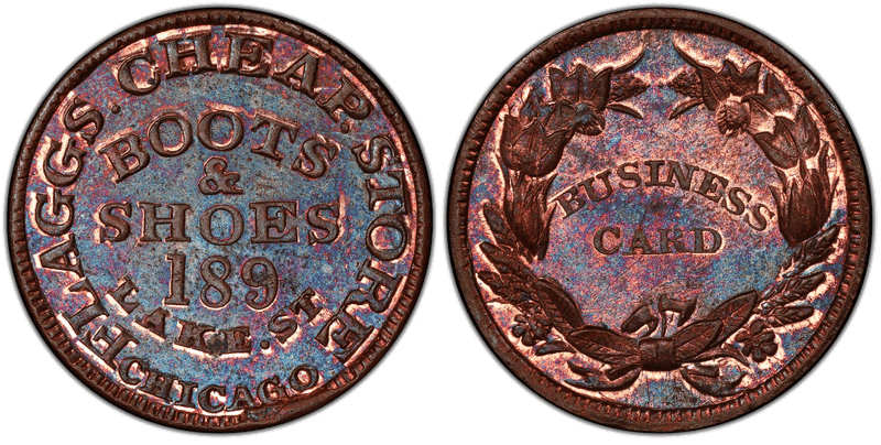 (No Date) Copper Civil War Store Card F-150S-1a, Flaggs. IL