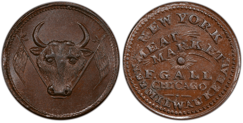 (No Date) Copper Civil War Store Card F-150Y-1a, F. Gall IL