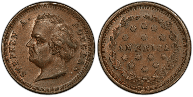 (No Date) Copper Civil War Patriotic Token F-154/417a, Stephen A. Douglas