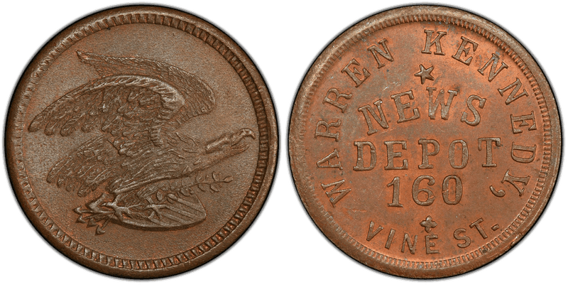 (No Date) Copper Civil War Store Card F-165CJ-7a, Warren Kennedy OH