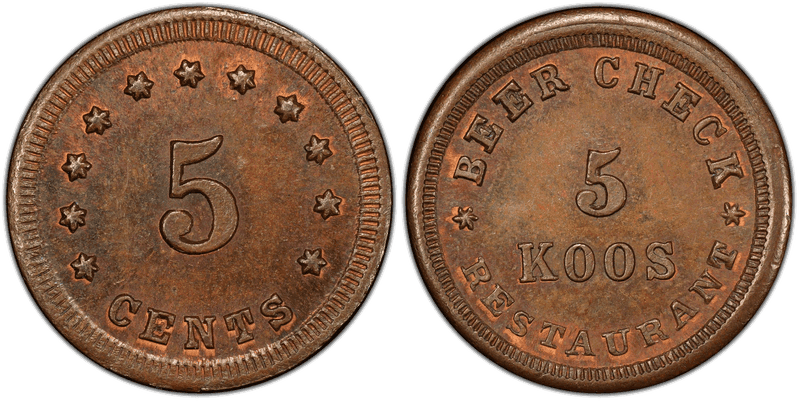 (No Date) Copper Civil War Store Card F-165CT-2a, Koos OH
