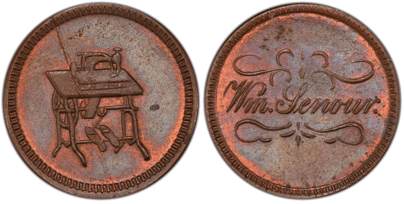 (No Date) Copper Civil War Store Card F-165FM-4a, Wm. Senour OH