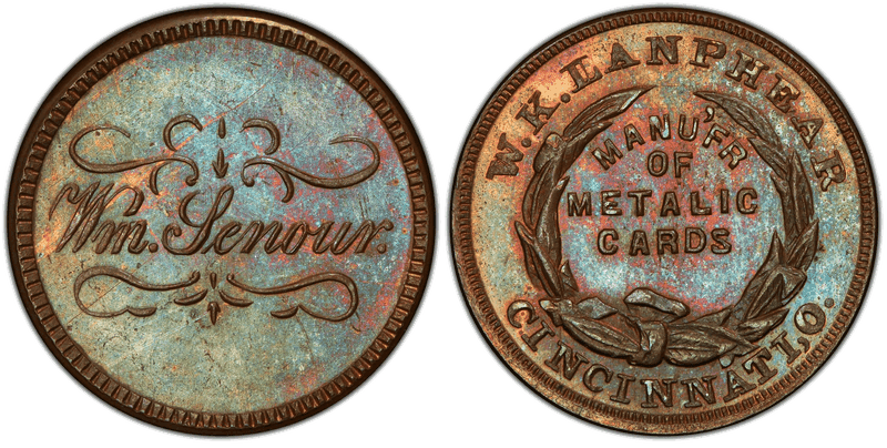 (No Date) Copper Civil War Store Card F-165FM-7a, Wm. Senour OH