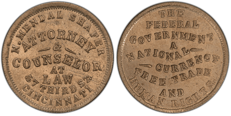 No Date Token F-165FN-1d Copper-Nickel PE N. Mendal Shafer OH