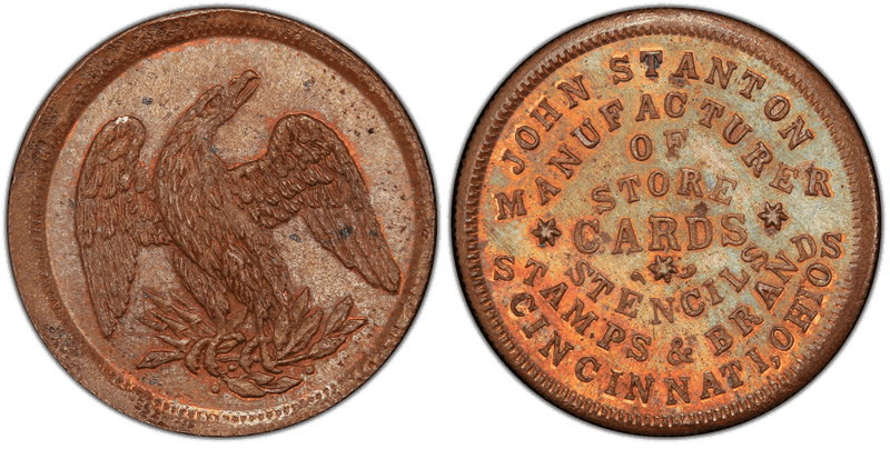 (No Date) Copper Civil War Store Card F-165FX-12a, John Stanton OH