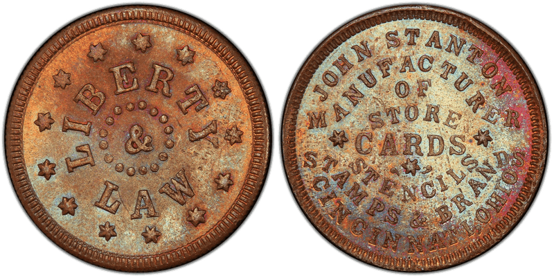 (No Date) Copper Civil War Store Card F-165FX-18a, John Stanton OH
