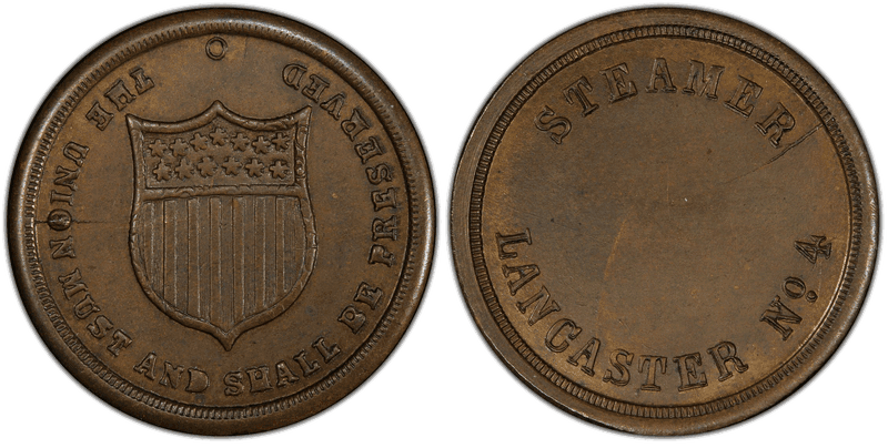 No Date Token F-165FXa-7b Brass PE Steamer Lancaster OH