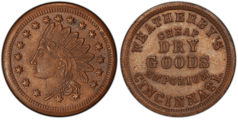 (No Date) Copper Civil War Store Card F-165GG-5a, Weatherby's OH