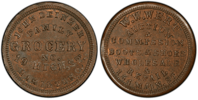 No Date Token F-165GJ-13a Copper PE W.W. Wert OH