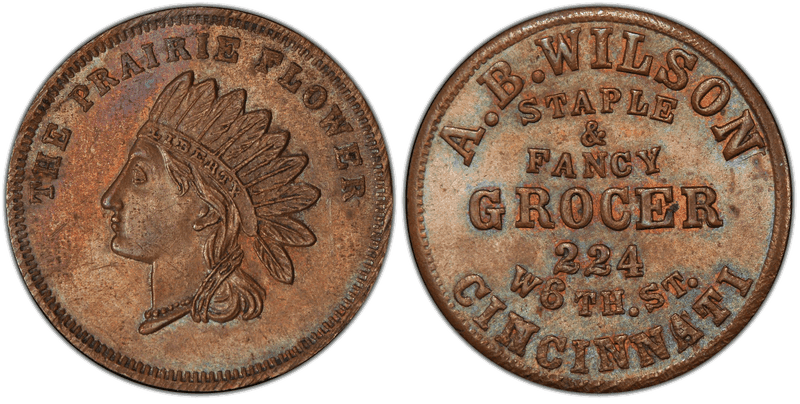 (No Date) Copper Civil War Store Card F-165GL-3a, A.B. Wlison OH