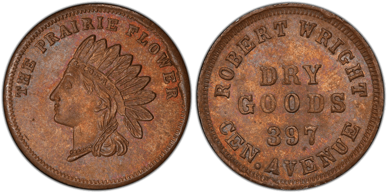 (No Date) Copper Civil War Store Card F-165GS-10a, Robert Wright OH