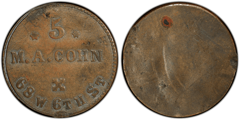 No Date Token F-165Ya-1b Brass PE M.A. Cohn OH