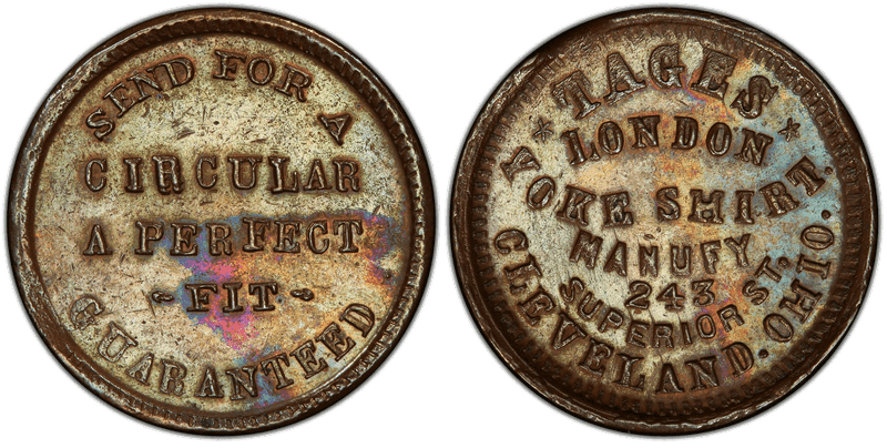 (No Date) Copper Civil War Store Card F-175P-1a, Tages OH