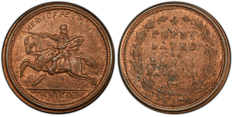 (No Date) Copper Civil War Patriotic Token F-180/430aa, Hero of Pea Ridge