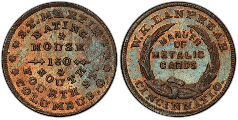 (No Date) Copper Civil War Store Card F-200D-13a, S.T. Martin OH