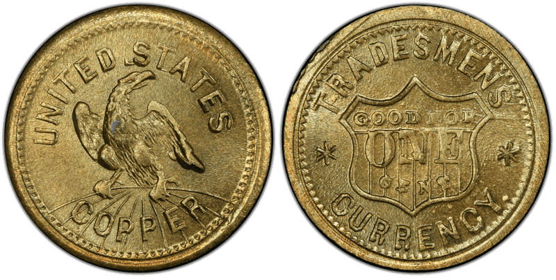 (No Date) Brass Civil War Patriotic Token F-202/434b, Tradesmens Currency