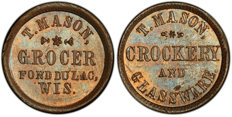 (No Date) Copper Civil War Store Card F-220G-1a, T. Mason WI