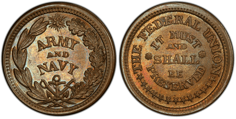 (No Date) Copper Civil War Patriotic Token F-221/327a, The Federal Union