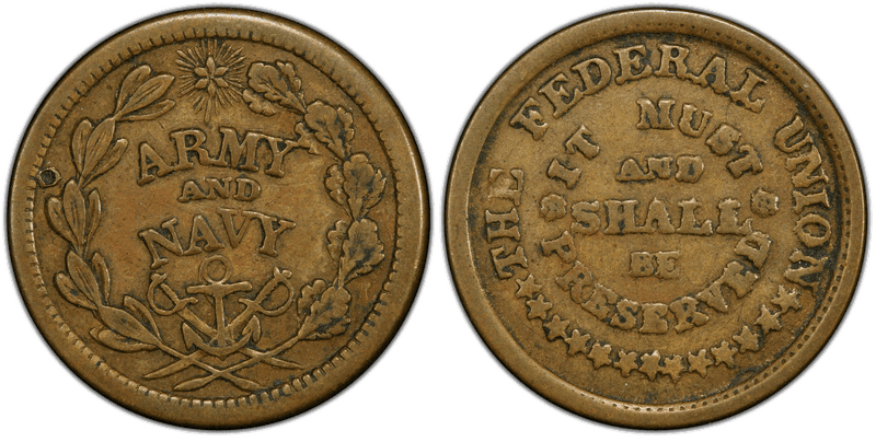 (No Date) Brass Civil War Patriotic Token F-224/322b, The Federal Union