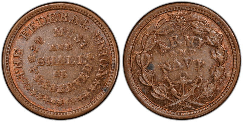 (No Date) Copper Civil War Patriotic Token F-224/326a, The Federal Union