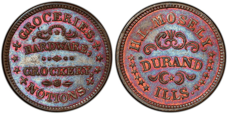 (No Date) Copper Civil War Store Card F-225A-1a, H.L. Mosley IL