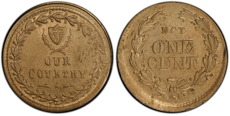 (No Date) Copper-Nickel Civil War Patriotic Token F-229/360d, Our Country